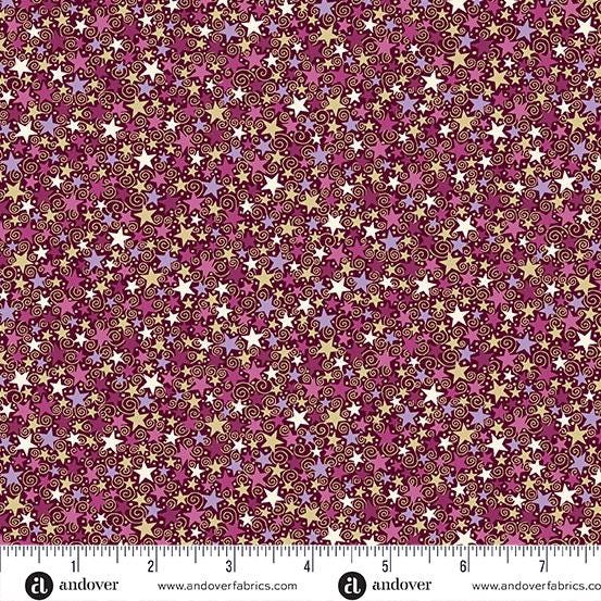 Luna purple star MU-074-R by Makower Fabrics