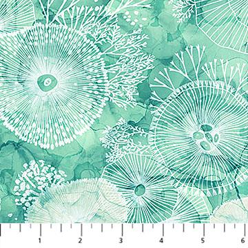 Deep Blue teal anemone DP28124-64 by Northcott Fabrics