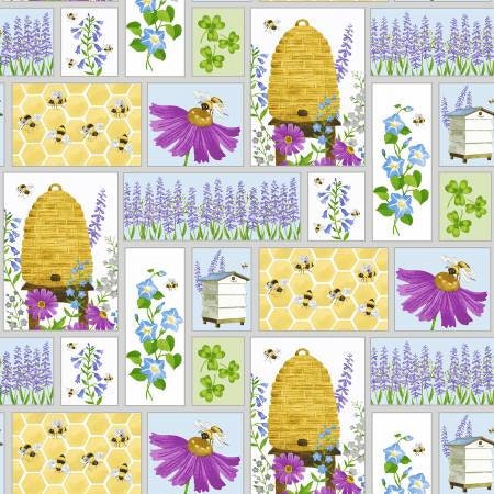 Buzzy Bee multi patchwork 943-07 by Henry Glass Fabrics