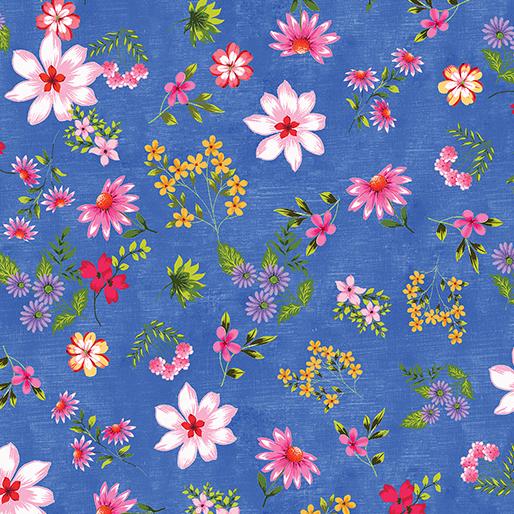 Inspired Blooms Blue blooms and buds 16211-56 by Benartex Fabric