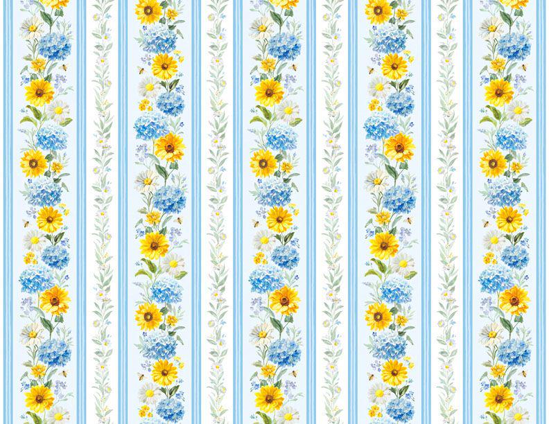 Bees and Blooms Stripe 89281-415 by Wilmington Prints