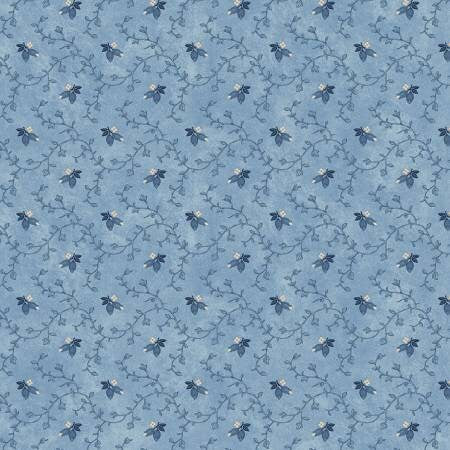 Genevieve blue rosebud vine R100629-BLUE