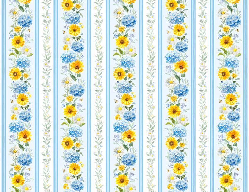 Bees and Blooms Stripe 89281-415 by Wilmington Prints