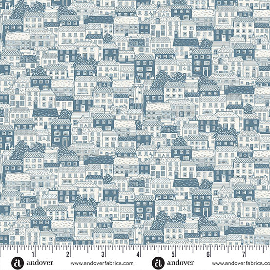 Driftwood Cottages Blue by Andover Fabrics MU-173-B
