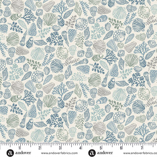 Driftwood Shells cream by Andover Fabrics MU-176-Q