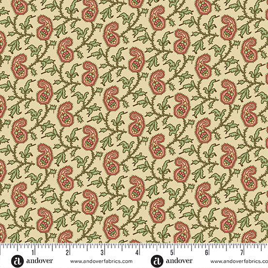 Jingle Bell by Laundry Basket Quilts paisley vine buttercream A-10348-L