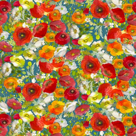 Poppy Dreams dark sky poppy trellis Y3990-99