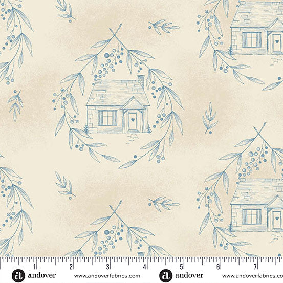 Special Delivery Cozy Cottage Blue Willow by Andover Fabrics A-10469-BL