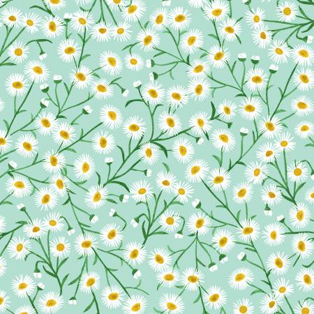 Springtime by Clothworks aqua daisies Y3773-103