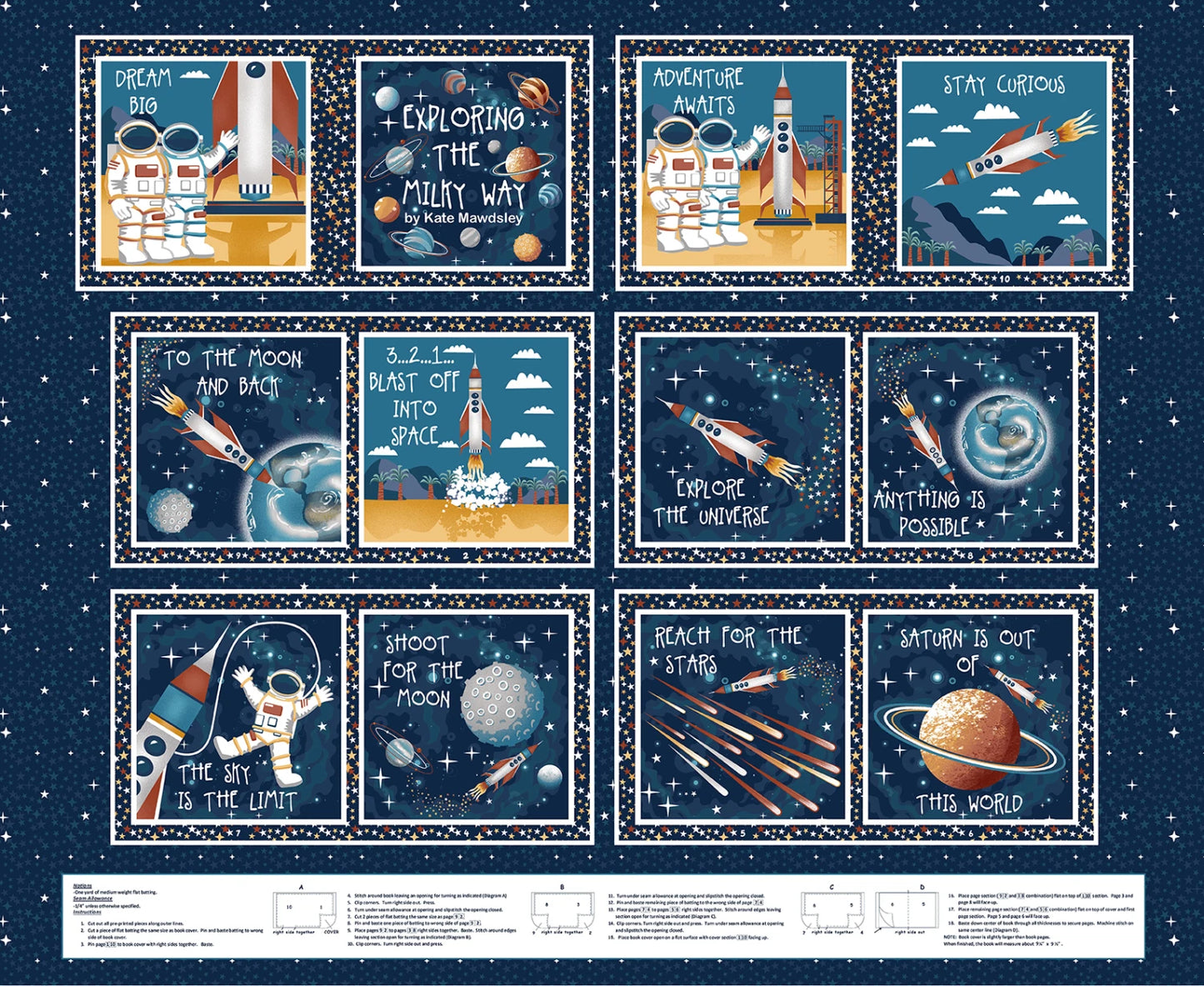 Milky Way Glow baby book panel by Henry Glass 2121BPG-78