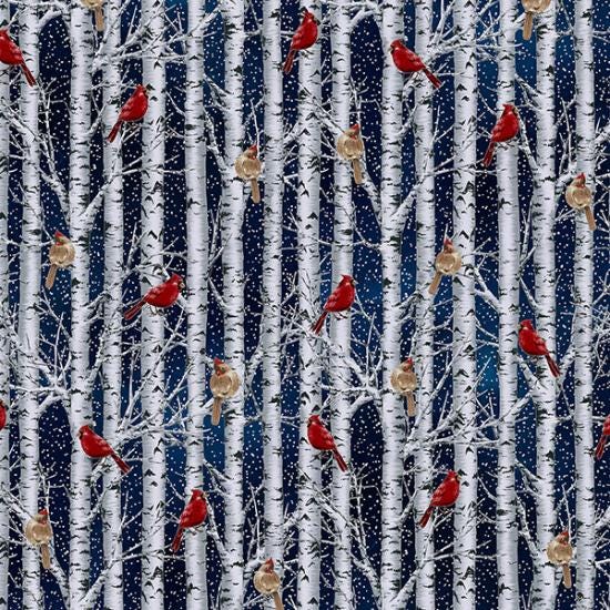 Whispering Woods by Hoffman Fabrics Birch Trees V7160-19S-Navy-Silver