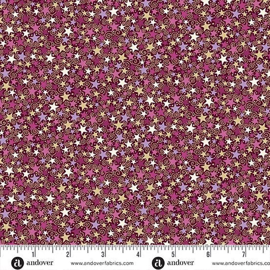Luna purple star MU-074-R by Makower Fabrics