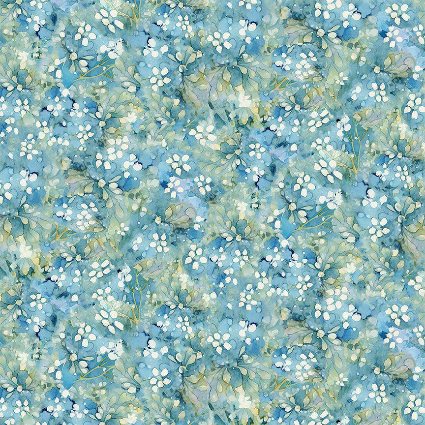 Forest Whisper Tonal Floral Blue by Timeless Treasures FLEUR-CD3687-BLUE