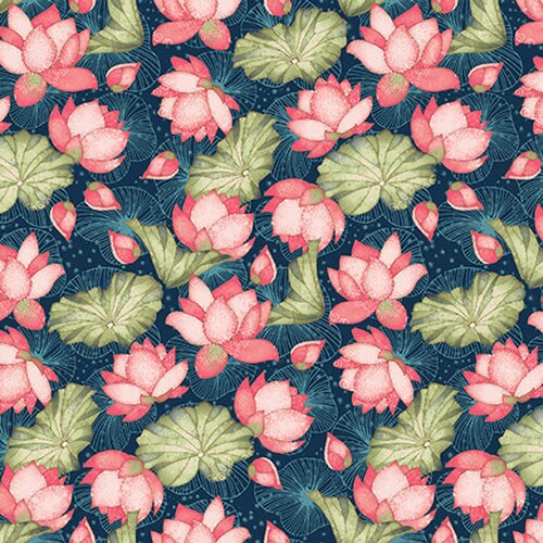 Koi Garden tossed lily pads by Jaftex Fabrics 6025-72