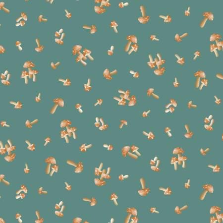 Enchanted Forest Little Mushrooms Teal 14867B-85 by Benartex Fabrics