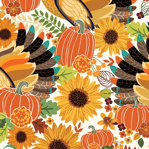Gather Together turkey trot cream14461-07 by Benartex Fabrics