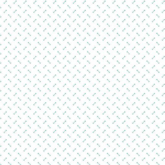 Welcome Spring Teal Heart Tie A-397-T by Andover Fabrics