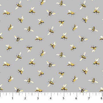 Scented Garden tossed bees grey 23973-94