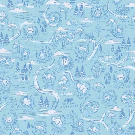 100 Aker woods blue map sky C15171R-SKY by Riley Blake