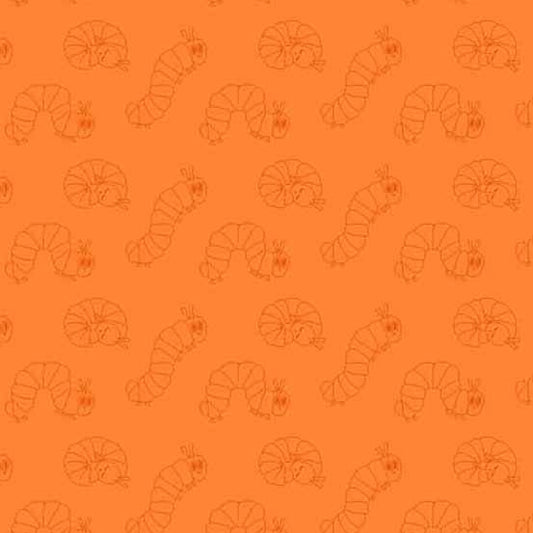 The Very Hungry Caterpillar orange bugs by Andover Fabrics A-8940-O