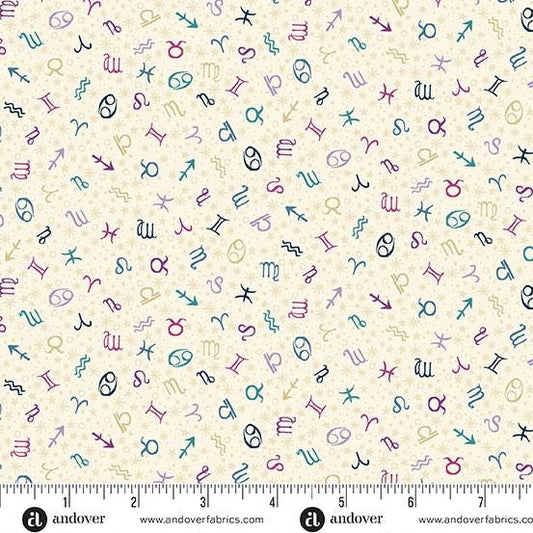 Luna Cream Zodiac MU-076-Q by Makower Fabrics