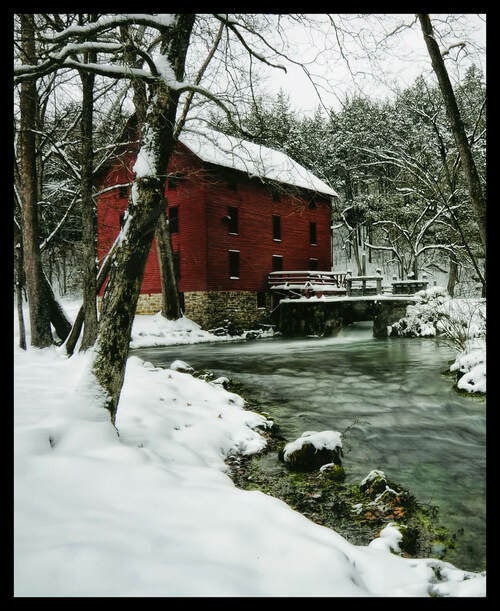 Watermill with Snow 1490P-01 white