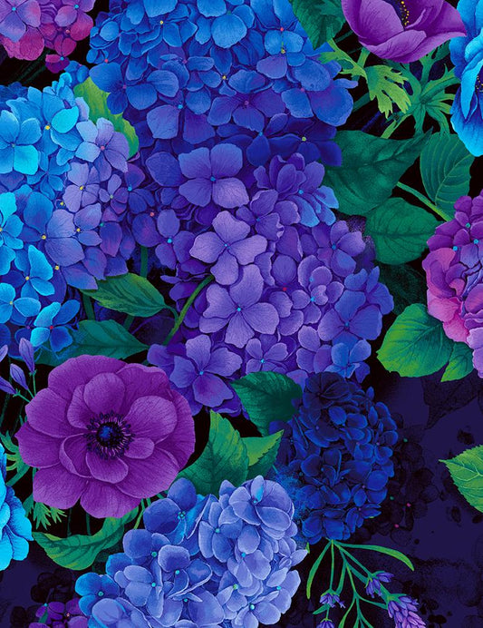Misty Plum Hydrangea bushes by Timeless Treasures CD6838