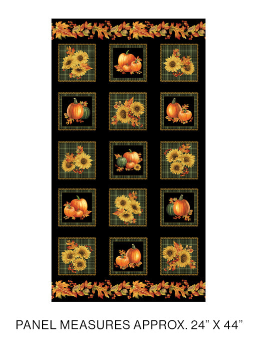 Autumn Elegance black squares panel 1665M99B
