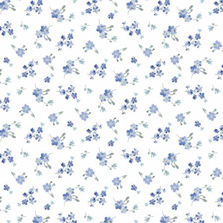 Bees and Blooms Small White Floral Toss 89286-147 by Wilmington Prints