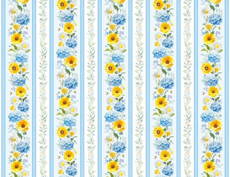 Bees and Blooms Stripe 89281-415 by Wilmington Prints