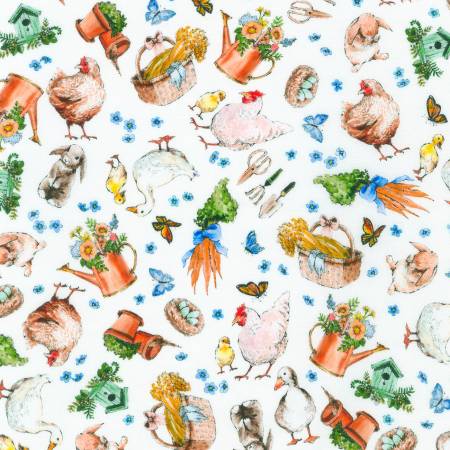 Bunny Lane Garden White by Robert Kauffman Fabrics ABYD216561