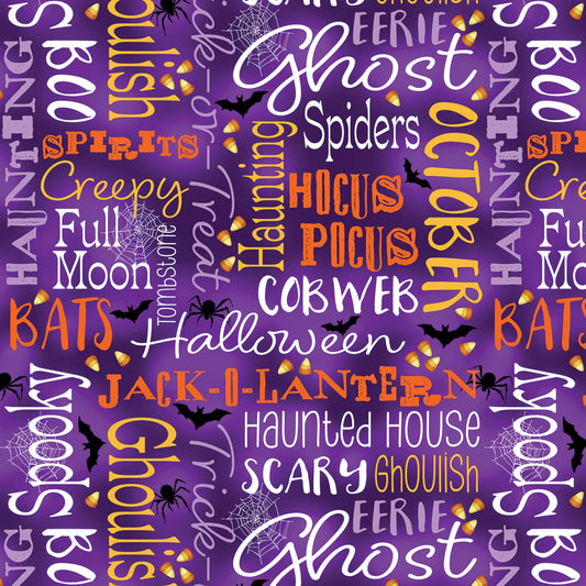 Ghost Words by Benartex purple 15099B-66