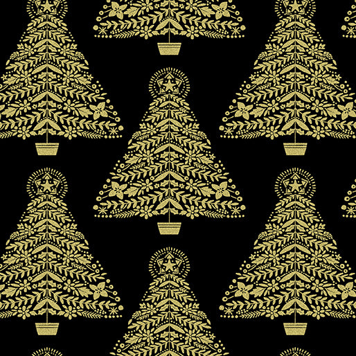 Holiday Sparkle Festive Trees Black by Benartex 12528M-12