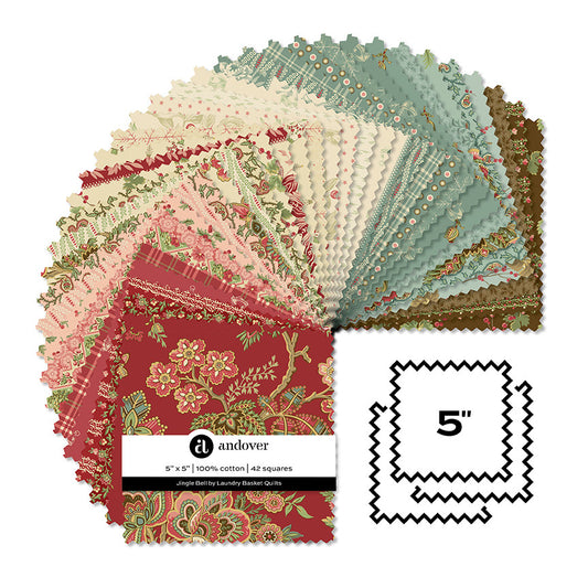 Jingle Bell Charm Pack by Laundry Basket Quilts 5-JING-42