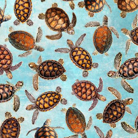 Sea Turtles by Timless Treasures C1235-AQUA