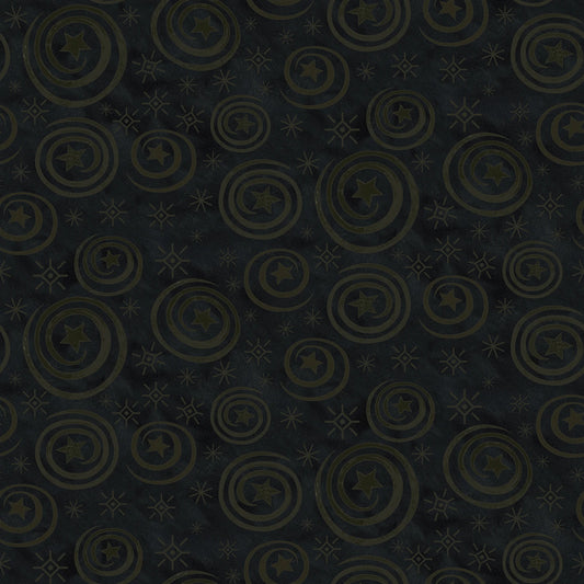Spooky Stars and Black Swirls by Riley Blake C17573R-BLACK