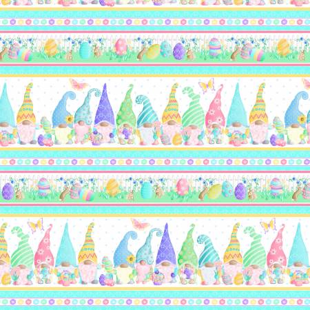 Spring Garden Gnome stripe 12627B-99 by Benartex Fabrics