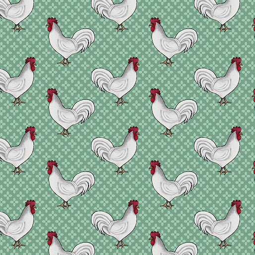 Spring Hill Farm green roosters by Benartex Fabrics 13247-40