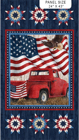 Stars and Stripes truck panel DP25335-49 by Northcott Fabrics