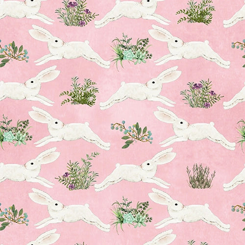 Touch of Spring pink bunnies 18746-PNK-CTN-D by 3 Wishes Fabrics