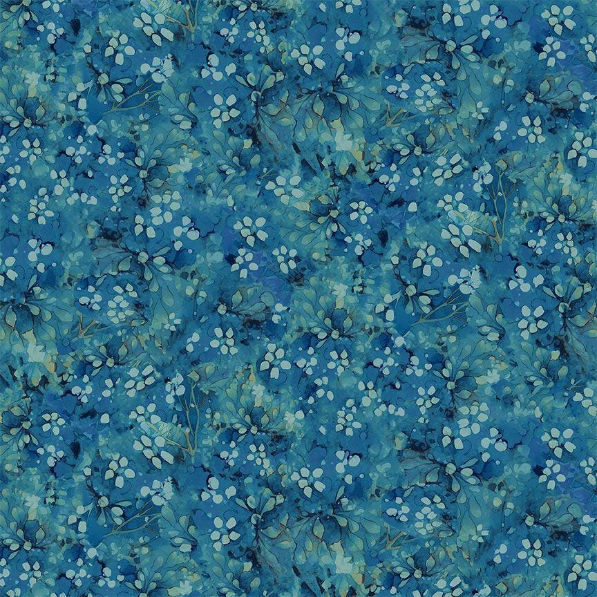 Forest Whisper Tonal Floral Cobalt by Timeless Treasures FLEUR-CD3687-COBALT