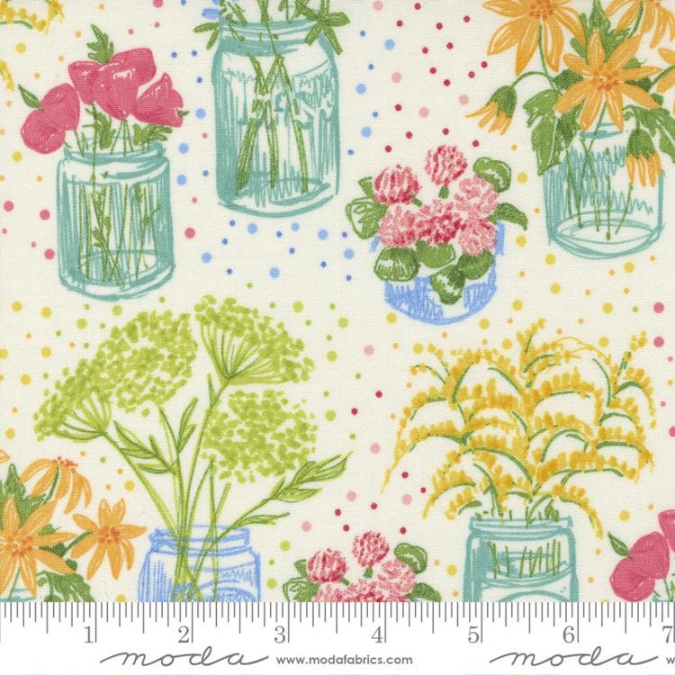 Wild Blossoms cream jars 1867_57815 by Moda Fabrics