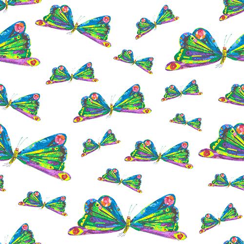 The Very Hungry Caterpillar tossed butterflies by Andover Fabrics A-7234-X