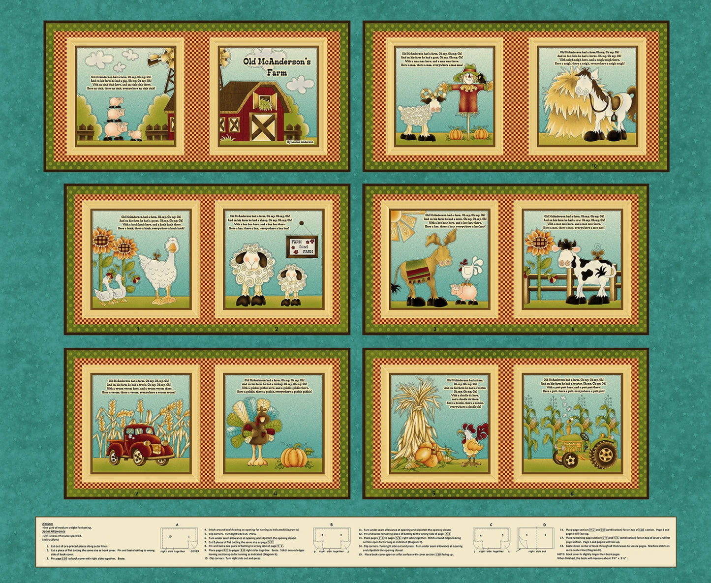 McAnderson's Farm baby book panel by Henry Glass 2374BP-77