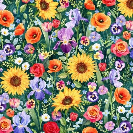 Flower Shop Emerald by Hoffman Fabrics W5475H-31