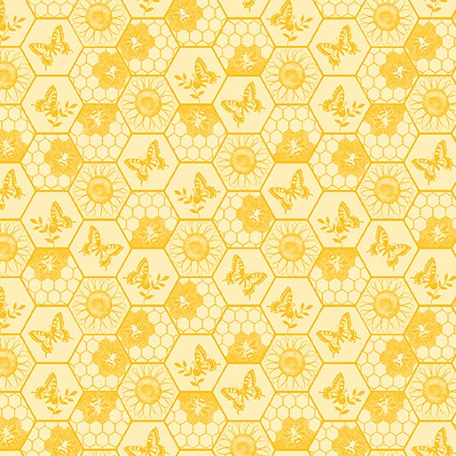 Wildflower Honey patterned honeycomb16129-30 by Benartex Fabrics