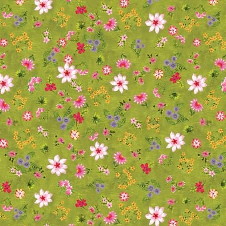 Inspired Blooms dark green blooms and buds 16211B-46 by Benartex Fabrics