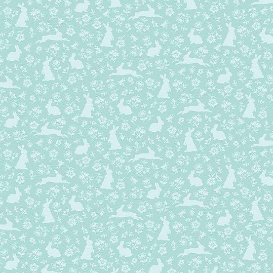 Welcome Spring Bunnies on Blue A405T by Andover Fabrics