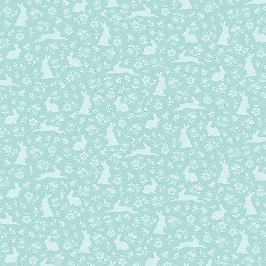 Welcome Spring Bunnies on Blue A405T by Andover Fabrics