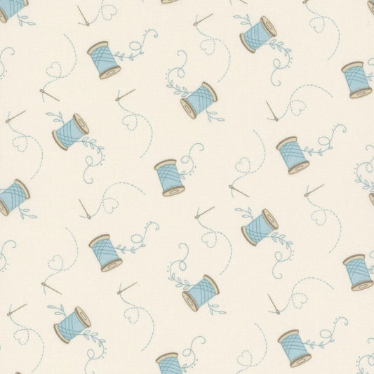 Sewing Bird Lake Needle and Thread Cream by Edyta Sitar and Andover Fabrics A-1605-L